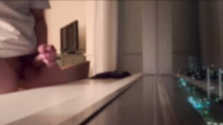 Gay perverted whore gets jizzed on by strangers outside window