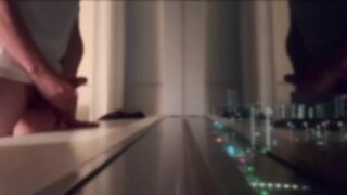 Gay perverted whore gets jizzed on by strangers outside window
