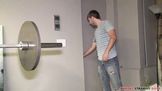 Broke straight guy's tight ass swallowed by big black dick