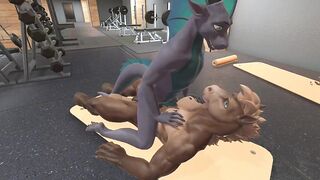Gym ruined by hungry dragon cock stretching tight ass raw