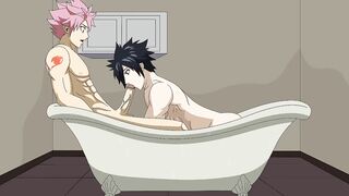 Natsu destroys Gray raw brutal thick cock yaoi hentai