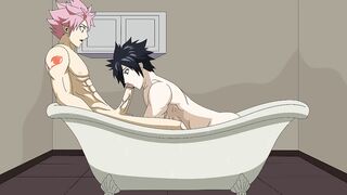 Natsu destroys Gray raw brutal thick cock yaoi hentai