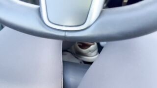 Femboy destroyed in Lululemon yoga pants vibrator orgasm behind wheel