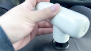 Femboy destroyed in Lululemon yoga pants vibrator orgasm behind wheel