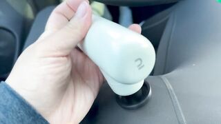 Femboy destroyed in Lululemon yoga pants vibrator orgasm behind wheel