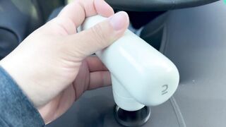 Femboy destroyed in Lululemon yoga pants vibrator orgasm behind wheel