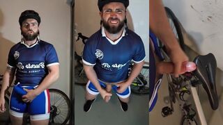 Cycling outfit ruined by big dick cum