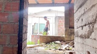 Abandoned house solo kid gets choked on thick cum loads