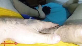 Huge cock in boxers gets sloppy blowjob worship