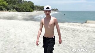 Latino twink gets wrecked by huge veiny cock handjob ruined by massive load
