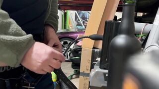30cm vibrating silicone urethral insertion in garage deep fucking cumshot alone