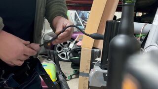 30cm vibrating silicone urethral insertion in garage deep fucking cumshot alone
