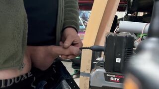 30cm vibrating silicone urethral insertion in garage deep fucking cumshot alone