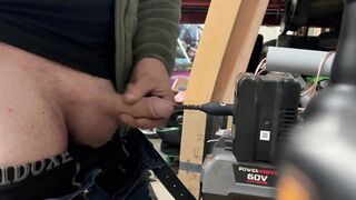 30cm vibrating silicone urethral insertion in garage deep fucking cumshot alone