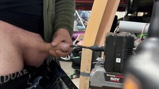 30cm vibrating silicone urethral insertion in garage deep fucking cumshot alone