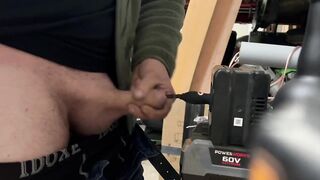 30cm vibrating silicone urethral insertion in garage deep fucking cumshot alone