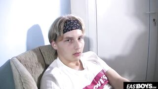 Cute Czech twink boy jerks off deep in his straight dick