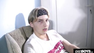 Cute Czech twink boy jerks off deep in his straight dick