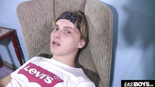 Cute Czech twink boy jerks off deep in his straight dick