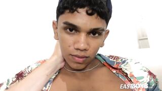 Teen twink gets wrecked by big Latino cock in fiery handjob