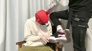 Big dick twink gets face fucked till it’s dripping with cum