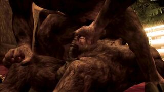 Two hungry minotaur twunks frot and cum together raw
