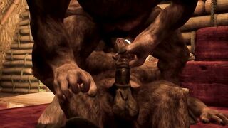 Two hungry minotaur twunks frot and cum together raw