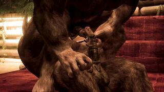 Two hungry minotaur twunks frot and cum together raw