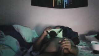 Friend watched anime while I jerked off thick cock got destroyed by multiple cumshots