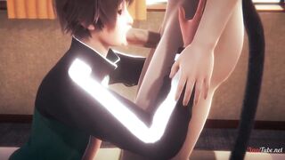 Kazuma Sato destroyed by sissy creampie in Konosuba Yaoi blowjob gangbang