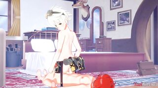 Bennett's anal drive destroys Diluc's tight femboy twink