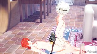 Bennett's anal drive destroys Diluc's tight femboy twink