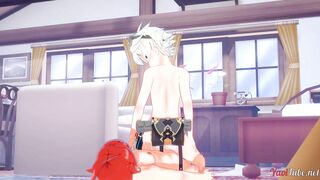 Bennett's anal drive destroys Diluc's tight femboy twink