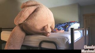 Black boy chokes teddy bear with thick cum while humping stuffed animal solo