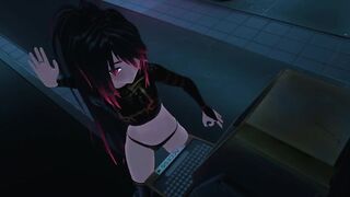 Femboy holo-doll gets wrecked in VRChat gangbang