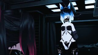 Femboy holo-doll gets wrecked in VRChat gangbang