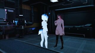 Femboy holo-doll gets wrecked in VRChat gangbang