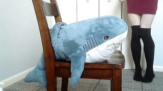 Gay femboy rides dildo on chair until thick cock blows deep inside cute outfit leaving messy stains