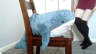 Gay femboy rides dildo on chair until thick cock blows deep inside cute outfit leaving messy stains
