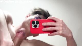 Bespectacled nerd rides throbbing dildo raw ass fucked gaping hole