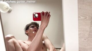 Bespectacled nerd rides throbbing dildo raw ass fucked gaping hole
