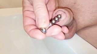Extreme sounding my cock while piss floods my urethra deep gay solo male