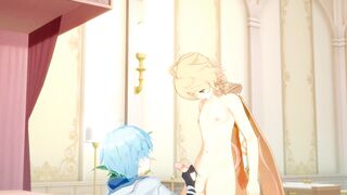 Genshin Impact Yaoi Aether and Chongyun brutal blowjob rough ass fuck