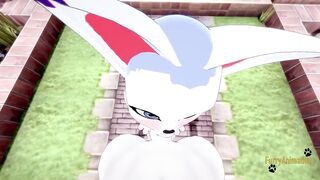 Digimon furry yaoi Cinderace Gatomon rough blowjob and brutal fucked creampie