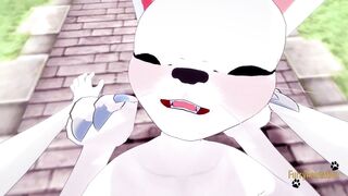 Digimon furry yaoi Cinderace Gatomon rough blowjob and brutal fucked creampie