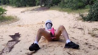 Twink masturbation compilation destroyed with gay thong leaks and forest orgasms