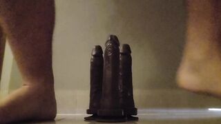 Triple Anal Dildos hands free cum me gagging
