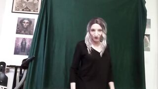 Goth Sissy Strips Naked Dances for You Solo Tease