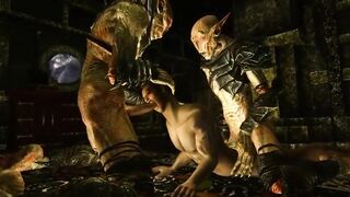 Monster cock pulverizes brunette in brutal doggystyle gangbang