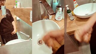 Office stress gone in seconds thick load splashes toilet stall